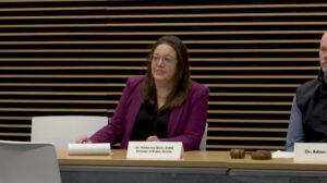 Dr. Katherine Wells, Director of Public Health, speaks during a Lubbock Board of Health meeting addressing the measles outbreak in West Texas.
