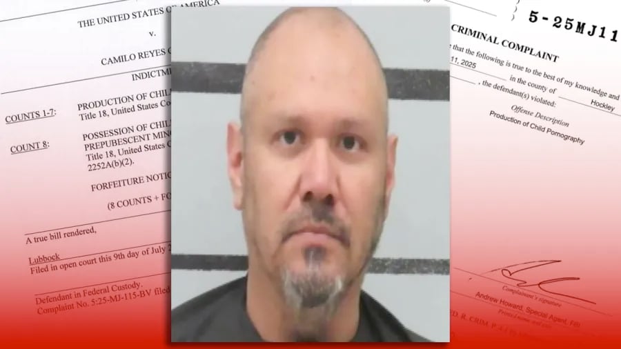 Mugshot of Camilo Reyes Castillo, 46, former Levelland Middle School teacher’s aide indicted for federal child sex abuse and pornography crimes.