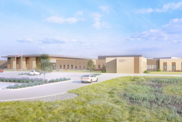 Rendering of the future Lubbock Psychiatric Center, a modern mental health hospital funded by Texas HHSC, scheduled for completion in 2027.