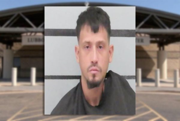 Mugshot of Gerardo Alejandro Mata, arrested in Lubbock for indecency with a child, displayed against Lubbock County Detention Center background.