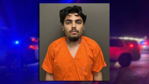 Mugshot of Noel Jesus Aguilar in an orange jumpsuit after arrest in Texas for federal enticement of a minor case.
