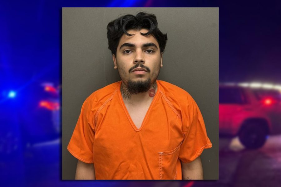 Mugshot of Noel Jesus Aguilar in an orange jumpsuit after arrest in Texas for federal enticement of a minor case.