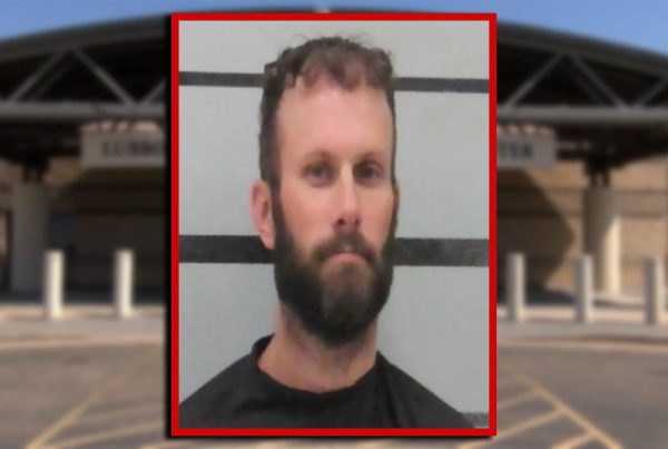 Mugshot of Christopher Martin, the Ohio man indicted for kidnapping a woman in Lubbock, displayed in front of the Lubbock County Detention Center.