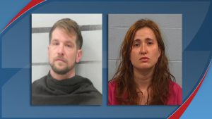 Mugshots of Justin Liford and Dava Pound shown side-by-side in connection with a federal child abuse case.