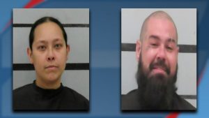 Mugshots of Marisabel Casas and Dameon Pakus, arrested after a July 2025 handgun incident at Copper Caboose in Lubbock, Texas.