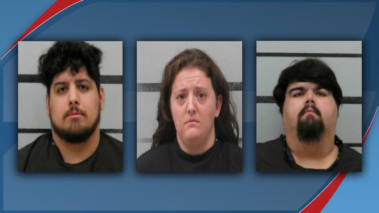 Mugshots of three individuals arrested in the Lubbock area as part of a federal child exploitation investigation under Operation Relentless Justice.