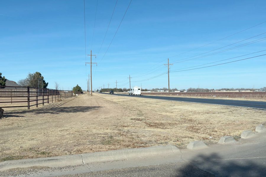 Rural Lubbock County roadway along 151st Street where multiple abandoned dogs were reportedly struck and killed by vehicles.