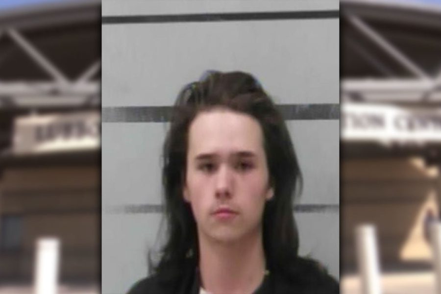 A booking photo of 17-year-old Nicholas Malachi Vecchio, featuring a young male with long, dark hair against a standard grey height-marker background.