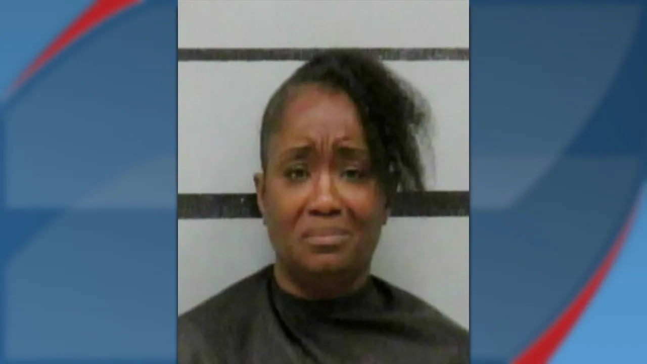 Aleshia Banks mugshot featuring a distressed expression following her arrest for aggravated assault in Lubbock.