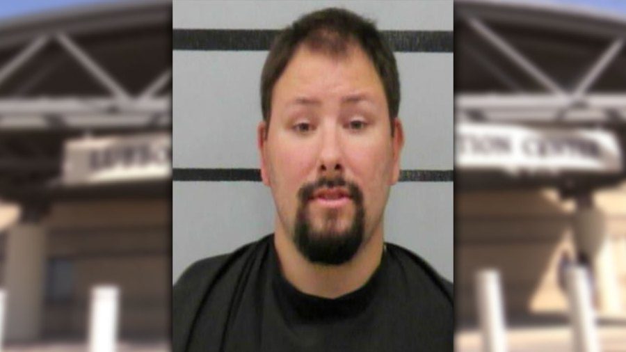 Mugshot of Bradley Scott Cotnoir with a blurred image of the Lubbock County Detention Center in the background.