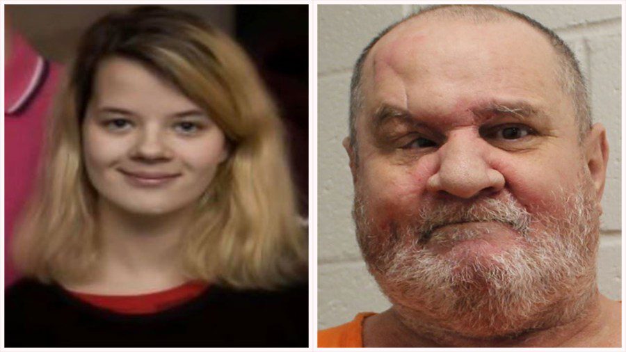 A split image showing a smiling young Jeannie Quinn on the left and a mugshot of person-of-interest Ricky Don Henderson on the right.