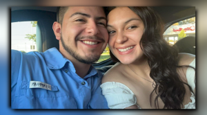 A photo of Mireya Ocegueda and Alex Noyola Castanon smiling together in a car before he was killed by a drunk driver.